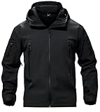 [TACVASEN] メンズ コート アウター ジャケット ミリタリー フード付 多機能 ジャンパー 裏起毛 パーカー 軽暖 秋冬用 ブラック 2XL