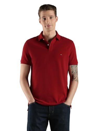 Image of Tommy Hilfiger Solid Regular fit Cotton Polo t-Shirt