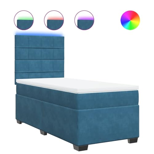 Genérico Wenjingqi Cama Box Spring con colchón Terciopelo Azul Oscuro 80x200 cm, Azul 3293066