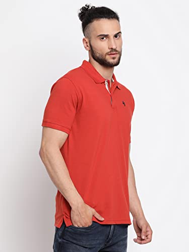 Image of Cantabil Men's Cotton Blend Solid Polo Neck T-Shirt (Regular Fit)