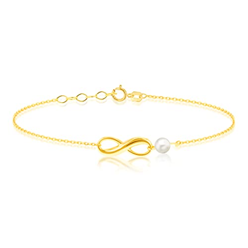 Bracelet infini or jaune femme 9 carats chaîne réglable 17-19 cm