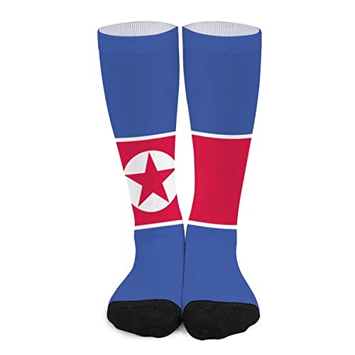 NLWQEKV Chaussettes Corée, Drapeau du Nord Chaussettes Décontractées Impression 3D Drôle Coloré Doux Sport Athlétique Nouveauté Tube Crew Chaussettes