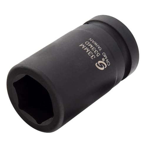 Image of SUNEX TOOLS 533MD, 1 Inch Drive, 33mm Deep Impact Socket, Cr-Mo Steel, Radius Corner Design, Chamfered Opening, Dual Size Markings