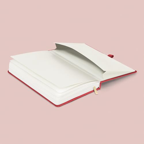 NOTIQUE Notizbuch Dotted, Hardcover Notizbuch, Notizheft, Journal, Tagebuch mit Gummiband und Stifthalter 15x21cm, 192 Seiten (Rot, Gepunktet)