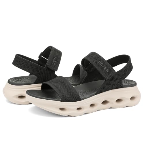 Image of UBFEN Womens Comfortable Walking Sandals with Cushioned Sole | Non-Slip Rocker Bottom, Arch Support, Adjustable Straps, Lightweight Water Sport Platform Summer