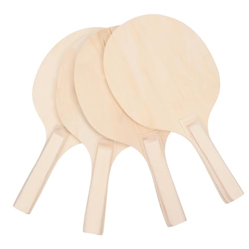 Mikikit 4Pcs Outdoor Beach Rackets Lightweight Wooden Badminton Paddles for Fun Beach Ball Games for Parks Vacations and Backyard Activities Present for Teens