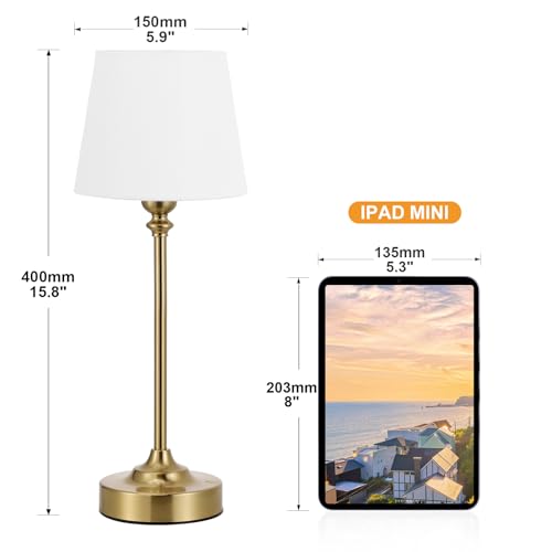 Cordless Table Lamp Rechargeable Gold - 1 Pack Brass 4000mAH Battery Operated Lamp for Decor, 3000K Stepless Dimming Touch Control Wireless Lamp for Bedroom, Dining Table, Counter, Living Room - Image 5