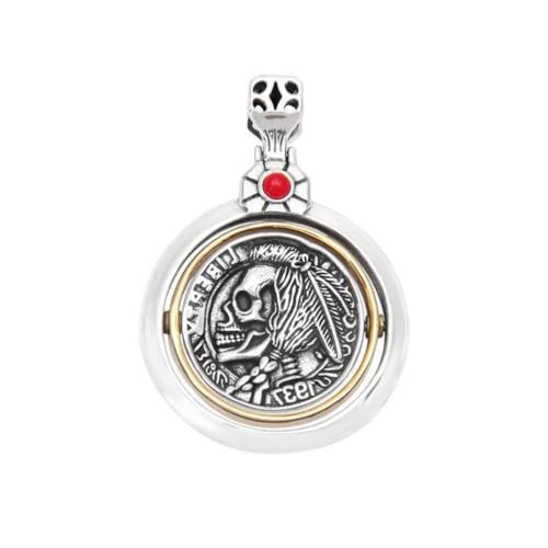 Pendentif S925 en argent Sterling crâne indien collier rétro pour homme