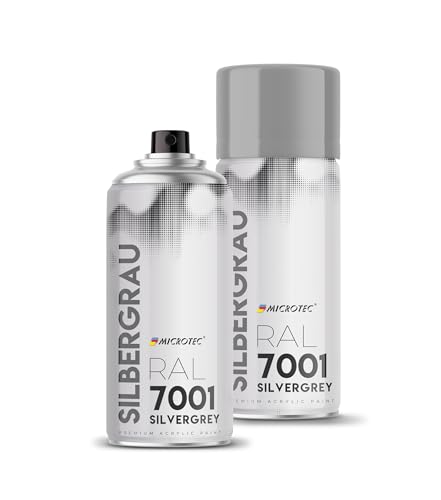 MICROTEC® Sprühlack | 400ml | hochwertiges Acryllackspray | matt oder glänzend | Sprühfarben für Metall, Holz, Kunststoff u.v.m. | große Farbauswahl (Silbergrau matt - RAL 7001)