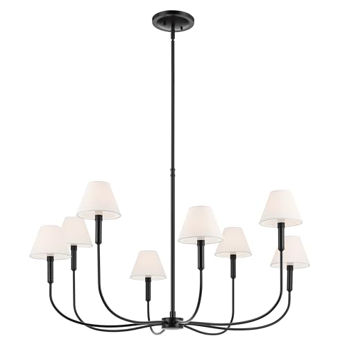 Kichler Eadie 8-Light Chandelier, Updated Traditional Light in Black, Sloped Ceiling Compatible, for Foyer or Dining Room (23.25" x 6" x 51.5"), 52769BK