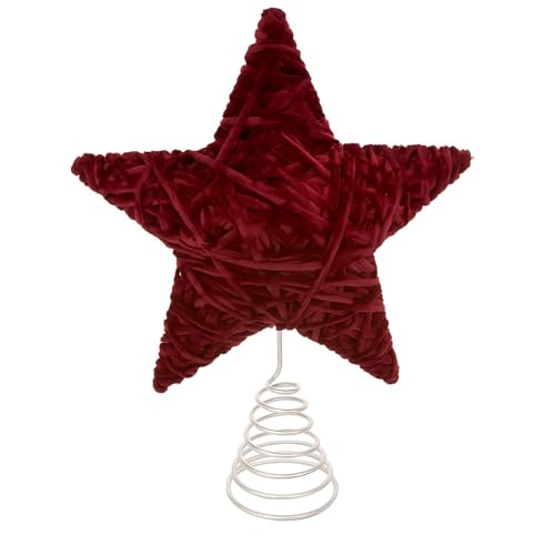Soulchen Burgundy Red Velvet Christmas Tree Topper, 8 Inch Velvet