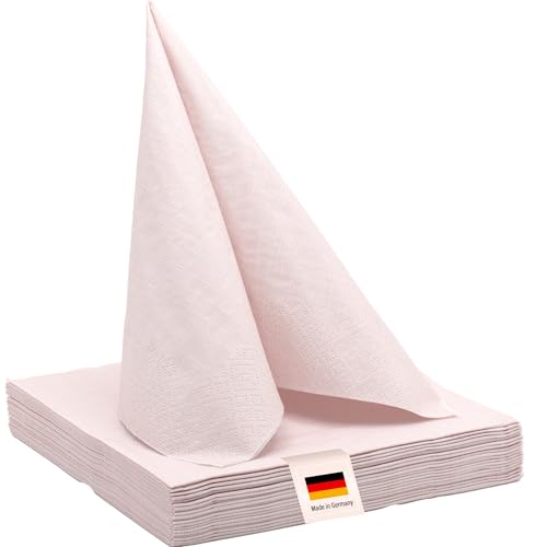 100% Mosel Servietten, 20 Stück (33 x 33 cm), in Blush Rosé, edle Tischdeko für Hochzeit, Kommunion, Konfirmation, Taufe & Geburtstag