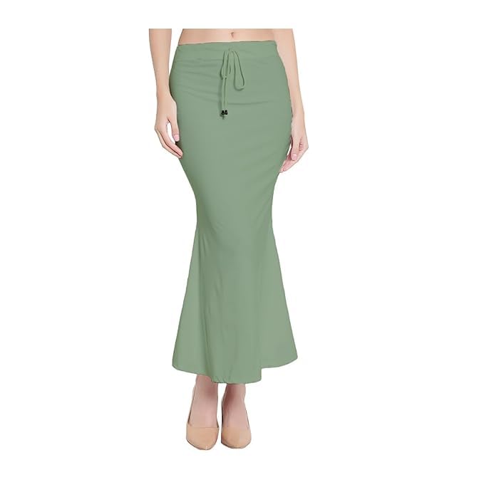 Image of Saree Shapewear Petticoat for Women Cotton Blended Lycra Shaper Petticoat with Elastic & Lace (Drawstring) Long Under Skirt Fishcut Wrinkle Free Shapewear