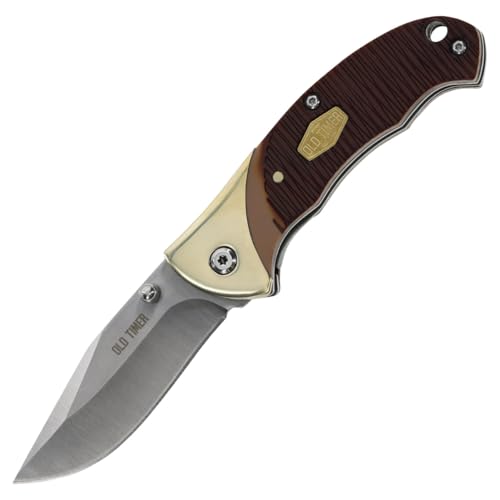 Old Timer Folding Pocket Knife 2.75 Stainless Steel Clip Point Blade with Liner Lock and Sawcut Handle Classic EDC Folding Knife by Schrade