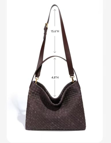 Woven Suede Tote Bag for Women Faux Suede Hobo Bag Slouchy Shoulder Bag Soft Woven Handbag3