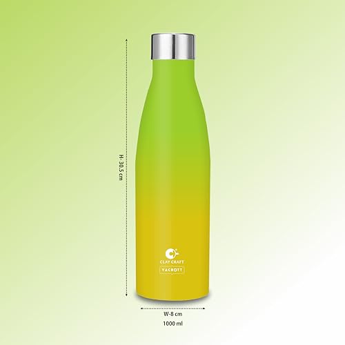 Image of Clay Craft Vacbott Gerald Dual tone Insulated Double Wall|18 Hours Hot and 24 Hours Cold Water Bottle Vacuum Insulated|Thermosteel|Flask 1000ml Bottles|BPA-Free|BIS Certified|1Year Limited Warranty