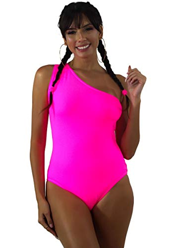 Maiô Body Neon Um Ombro Só Rosa