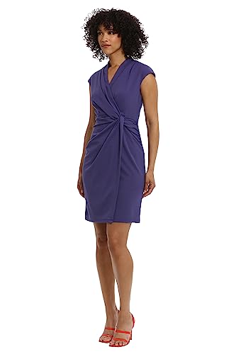 Maggy London Women's Wrap Look Twist Detail Cap Sleeve Dress Career Office Workwear Event Guest of2