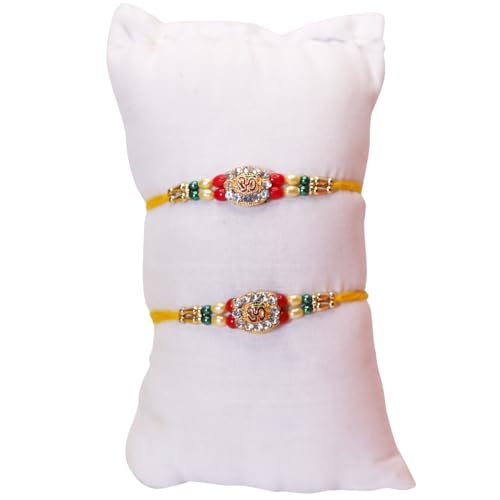 Image of Set of 2 OM Designer Rakhi Rakhi for Brother and Bhabhi Rakhi Bracelet Rakhi Thread Rakhee for Brother Raksha Bandhan Bracelet Bhaiya Bhabhi Rakhi