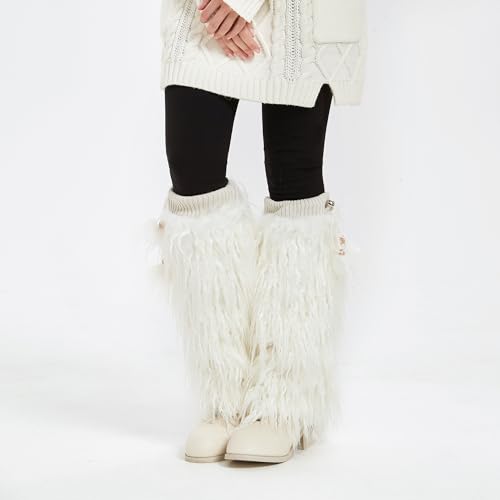 Image of Fur Leg Warmers Furry Faux Fur Winter Leggings Boot Cuffs Toppers for Women