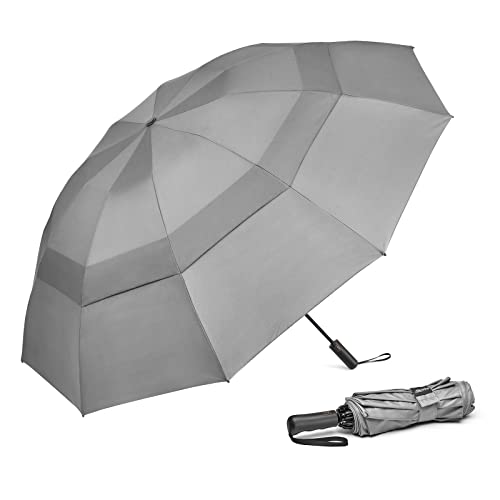 G4Free 42/46/54/62 Inch Large Compact Golf Umbrella Windproof 10 Ribs Reverse Travel Umbrella for Rain Double Canopy Vented Automatic Open Close
