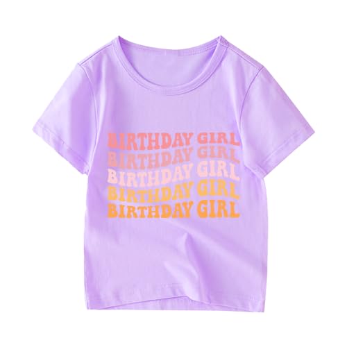 Image of Birthday Shirt Girls Toddler T-Shirts Unicorn Mermaid Birthday Tees Little Kids Top Outfit White Pink 2nd 3rd 4th 5th 6th 7th