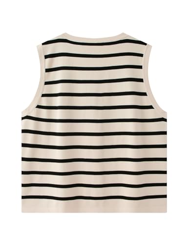 Chevara Women's Sleeveless Striped Sweater Vest Casual V Neck Vest Tops Summer Outfits2