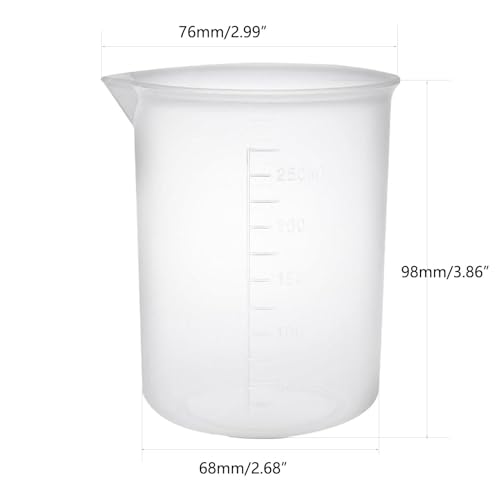 TOP-VIGOR 250ml Plastic Measuring Cups, Transparent Lab Graduated Beakers Liquid Measuring Cups - Image 2