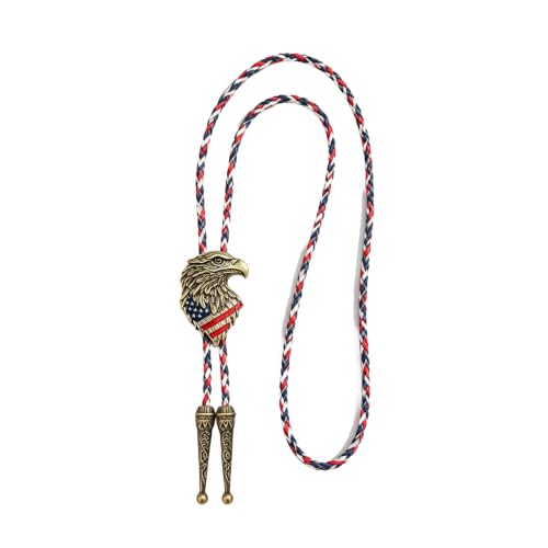 Image of 250th Anniversary of USA Eagle Bolo Tie, Western Cowboy Patriotic Accessory for Men