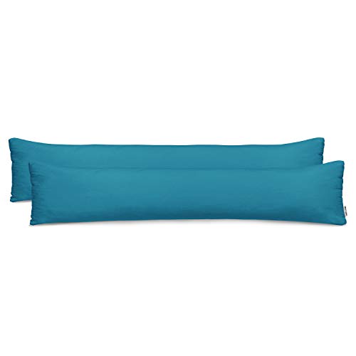 DecoKing 2 Pillowcases 20 x 120 cm Jersey 100% Combed Cotton Zip Blue Amber, 20 x 120 *2