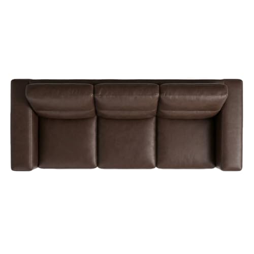 Image of FURNY Parker 3 Seater Fabric Sofa Set with Leatherette Finish | Durable Comfort | Ideal for Living Room | Modern Design (Dark Brown Leatherette)