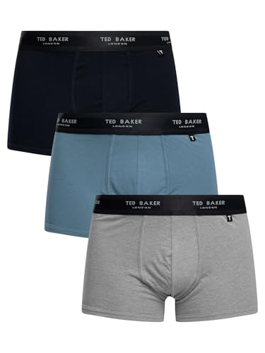 Ted Baker Men's 3 Pack Trunks, Navy Mix