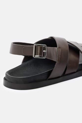 Image of SNITCH Men's Sandals | Minimalist Solid Pattern Design | PU Synthetic Upper & PU Insole, TPR Outsole | Adjustable Strap Casual Footwear