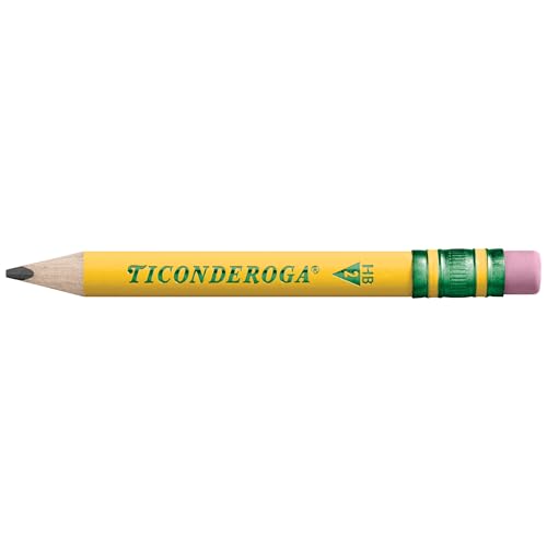 Ticonderoga My First Triangular Short Pencils with Wooden Case, 2 Soft HB, with Erasers, Yellow (Pack of 12)