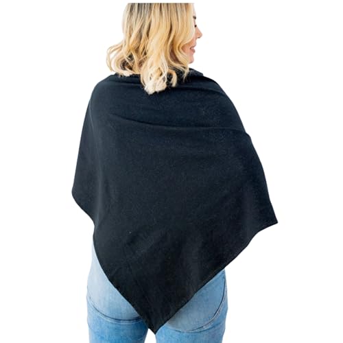 TRU47 Black-Silver Jersey Modal Poncho and Cape Knit | Temperature Regulating Poncho | 99.99% Pure Silver Thread Poncho Woven4