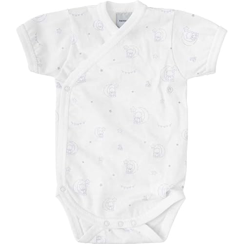BABIDU Body Bebé Cruzado Manga Corta con Estampado de Ositos, Algodón 100%, Cierre Lateral con Corchetes y Entrepierna, Suave, Transpirable e Hipoalergénico, Fácil de Poner, Unisex