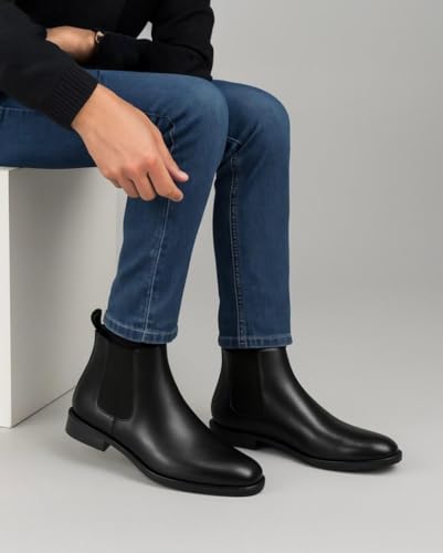 Image of Men's Chelsea Boots Synthetic Leather | Formal Ankle Boots for Men | Slip-On Office & Party Boots | Classic Boots