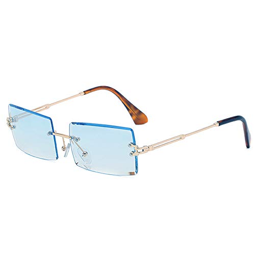 Rimless Rectangle Sunglasses for Women Square Fashion Frameless Small Vintage Buffs Glasses for Men shades