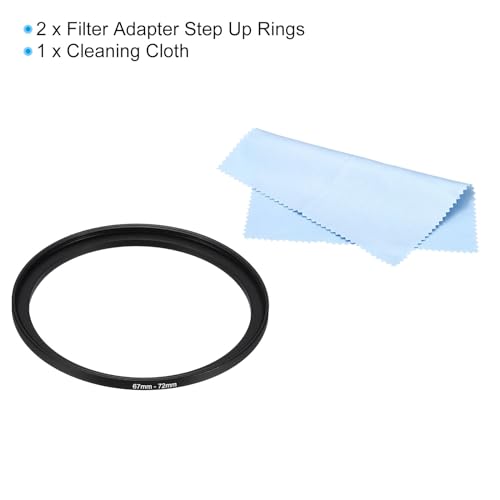 PATIKIL 67mm-72mm Metal Step Up Ring with Cleaning Cloth, 2 Pack Camera Lens Filter Adapter Ring Aluminum Filter Adapter Ring for Camera Lenses Hood, Black - Image 3