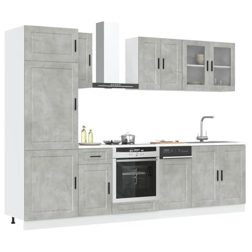 Gecheer Set Mobili da Cucina 8 pz Kalmar Grigio Cemento