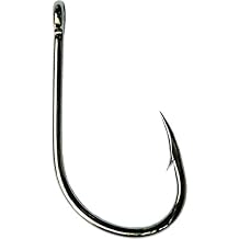 Mustad unisex adult Classic Big Gun Bait Wide Gap Long Shank Kirbed 8 0, Black Nickel, Size 0 US