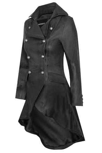 Women's Gothic Leather Edwardian Victorian Flare Coat2