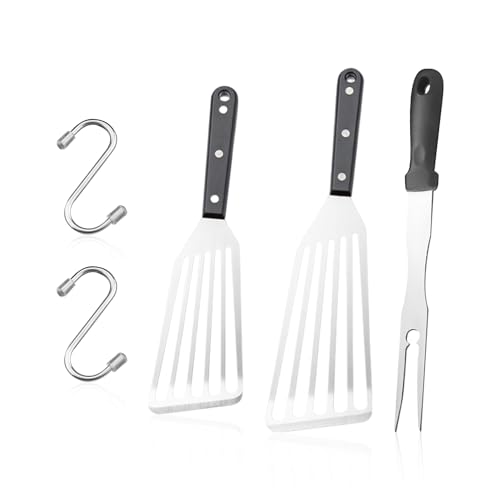 2 espátulas, 2 ganchos, 1 tenedor, espátula de metal, espátula de filete de pescado, espátula, espátula, espátula para huevos, espátula para carne, espátula para carne, espátula para carne