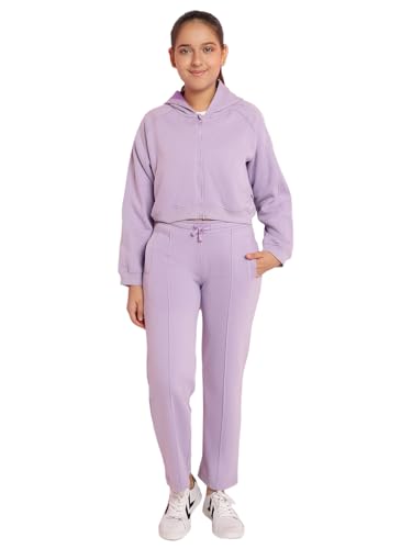 Image of Li'l Tomatoes Girls Fleece Tracksuit Set| Winter Hooded Full Zip Sweatshirt with Track Pants| Warm Casual Co-Ord Outfit for 9-16 Years