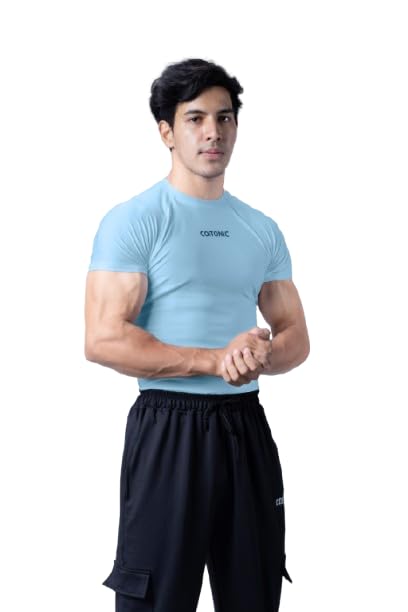 Image of COITONIC Men Compression Half Sleeves Round Neck T-Shirt for Gym and Sports Wear