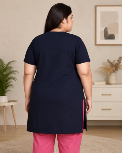 Image of In Love Women's Plus Size Printed Cotton Long-Line T-Shirt with Pocket | Cotton fabric - soft longline T-shirt with easy plus-size fit