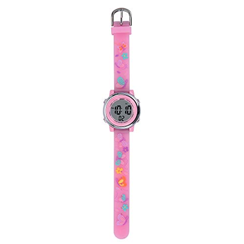 New Butterfly Kids Watches 3D Cartoon Silicone Waterproof 7 LED Color Lights Toddler Digital Wrist Watch with Alarm Stopwatch for 3-10 Year Girls Little Child (Pink)4