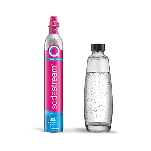 SodaStream QC-Reservepack mit 1x Quick Connect CO2-Zylinder (Ergiebigkeit: 60L) und 1x 1.0 L Glasflasche, Pink, 27.5x16x44