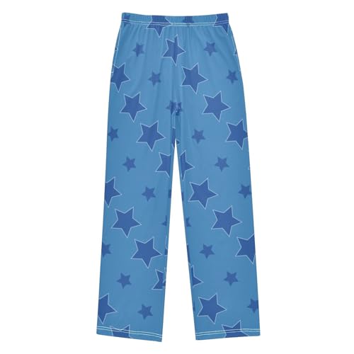 Boys' Pants Dark Blue Stars Blue Long Bottoms Jogger Pants Elastic Waist Trousers with Pockets S-XL