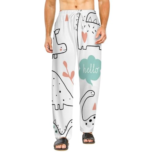 Vêtements de nuit pyjama femme dinosaure blanc avec poches confort
